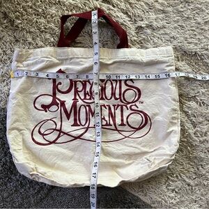 Vintage Precious moments canvas Cream Tote Bag with Burgundy Print